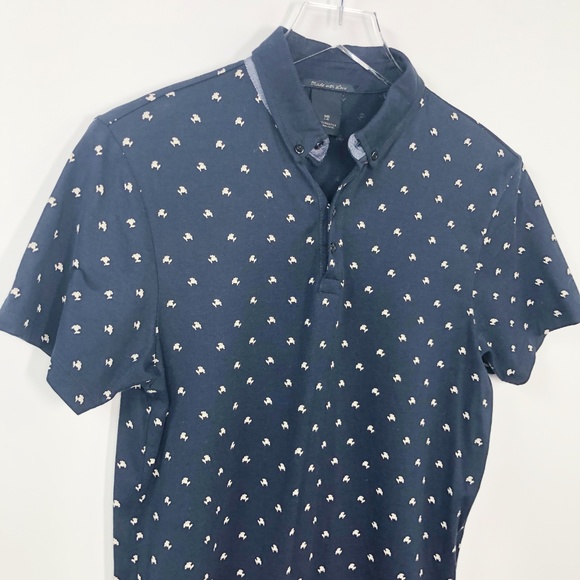 Scotch & Soda Shirt Polo Blue Logo Print Slim SS M - Picture 3 of 8